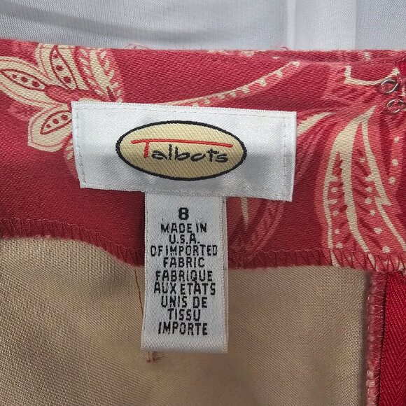 Vintage Talbots Red Pink Floral Midi Skirt Boho Retro Cottagecore 8 - Picture 9 of 12